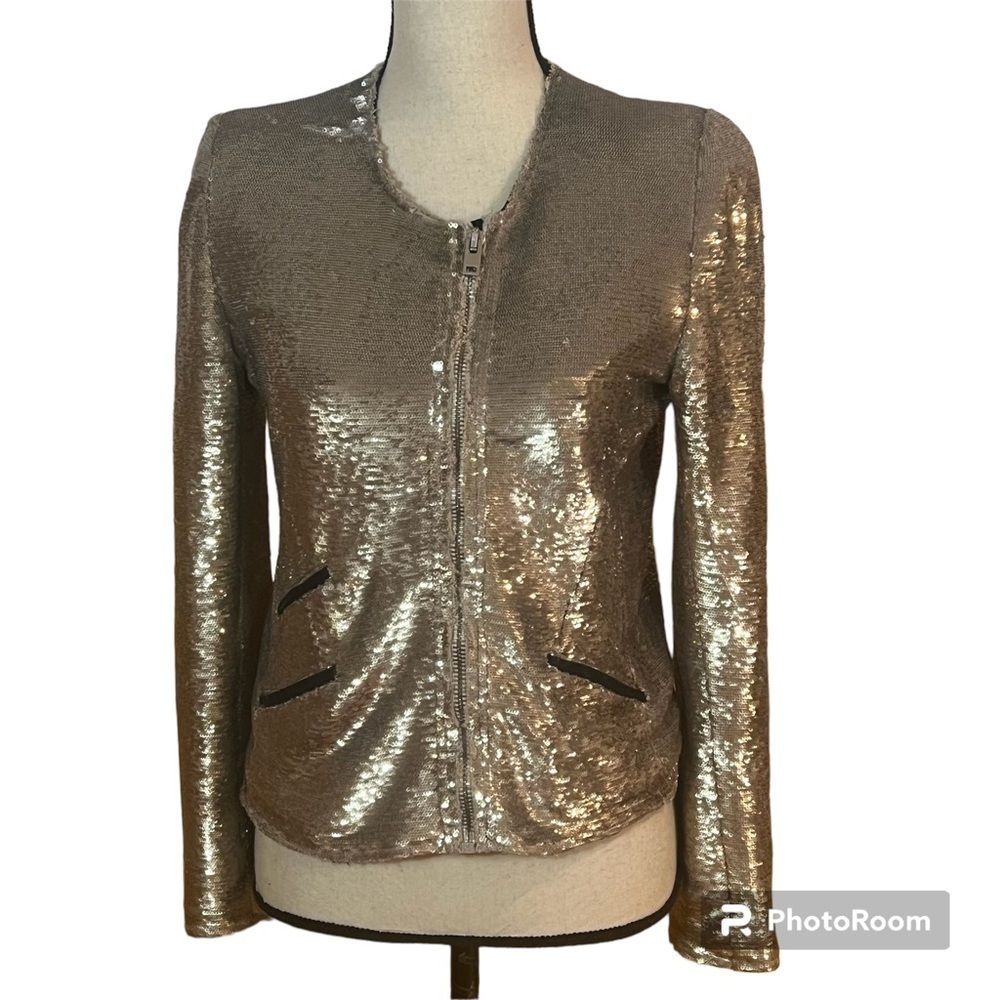IRO Metallic Gold Sequin Jacket Sz-3/M